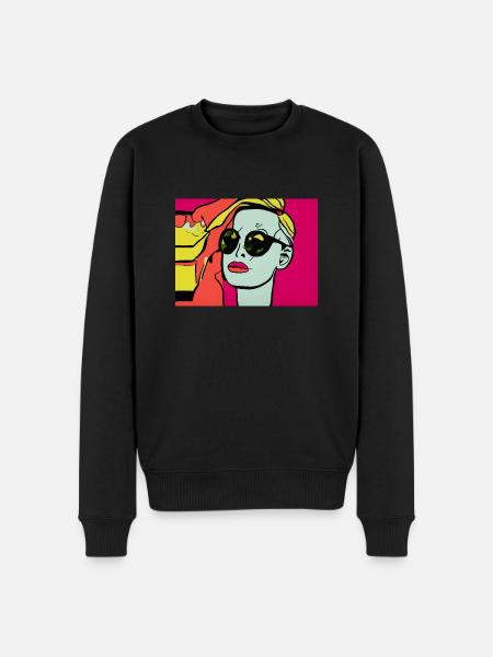 Pop Art - Woman with sunglasses - Men's Premium Organic Jumper - black