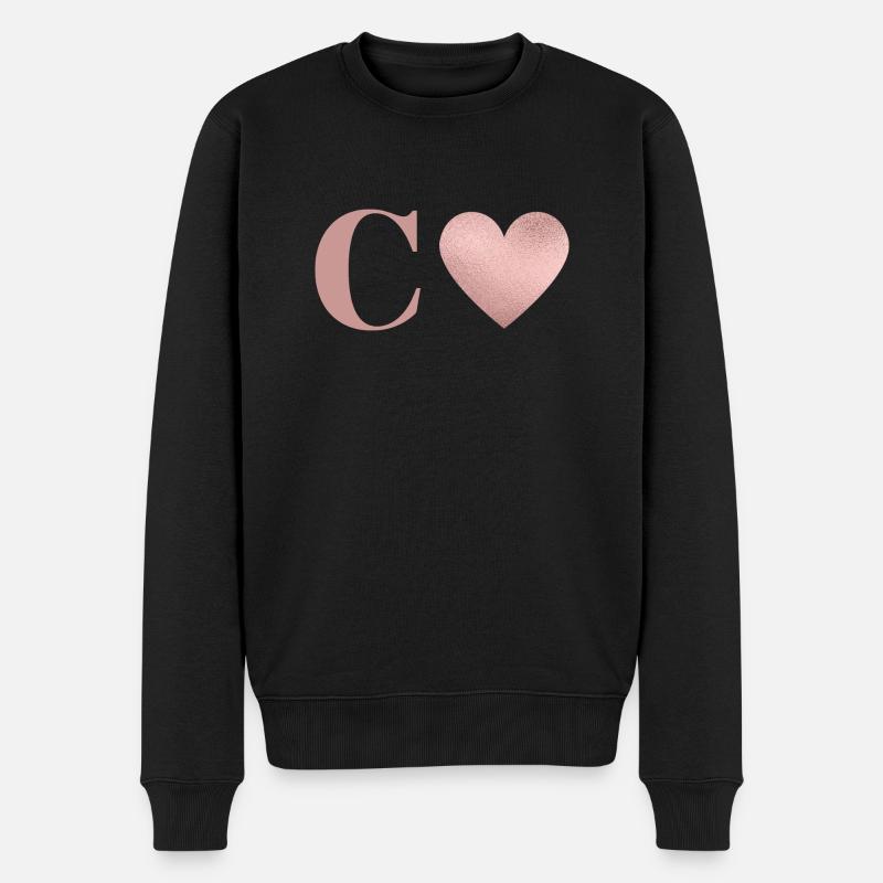 Buchstabe c Herz roségold - Männer Premium Bio Pullover - Schwarz