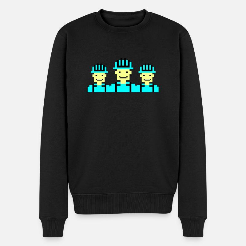 bauarbeiter pixel 02 - Männer Premium Bio Pullover - Schwarz