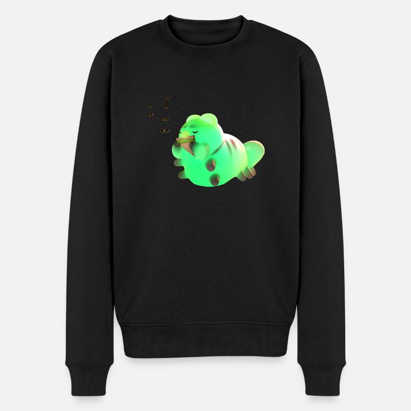 Kleine süße Raupe begrüßt den Sonnenaufgang mit ih - Männer Premium Bio Pullover - Schwarz