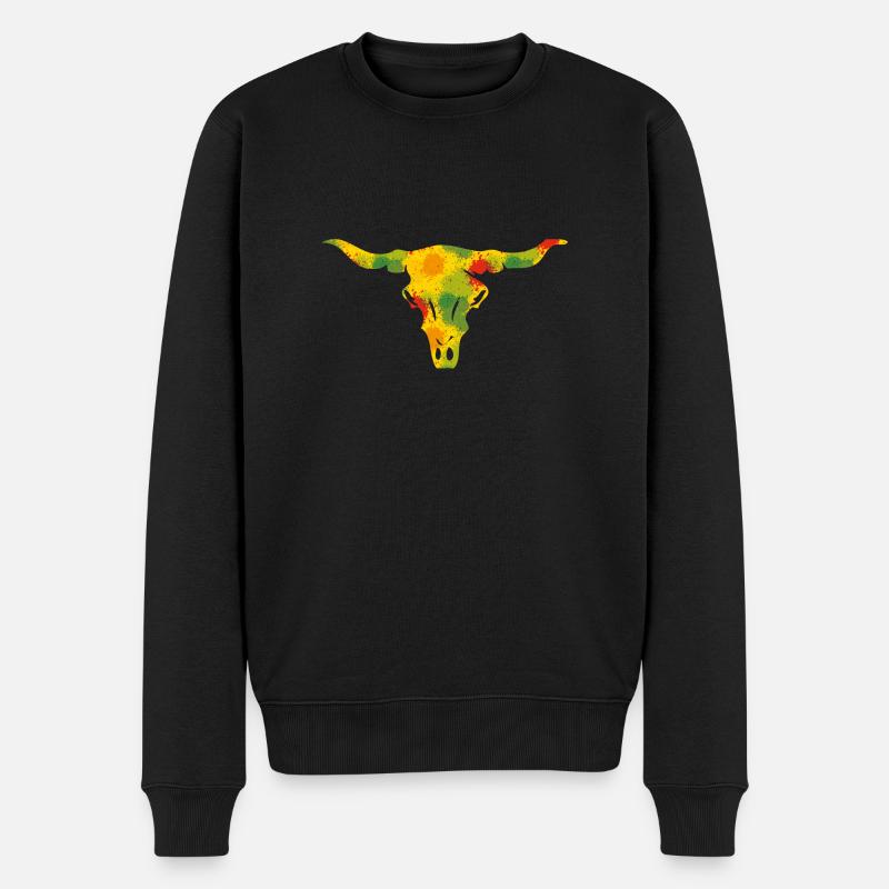 Stierkopf - Spritzer - Männer Premium Bio Pullover - Schwarz