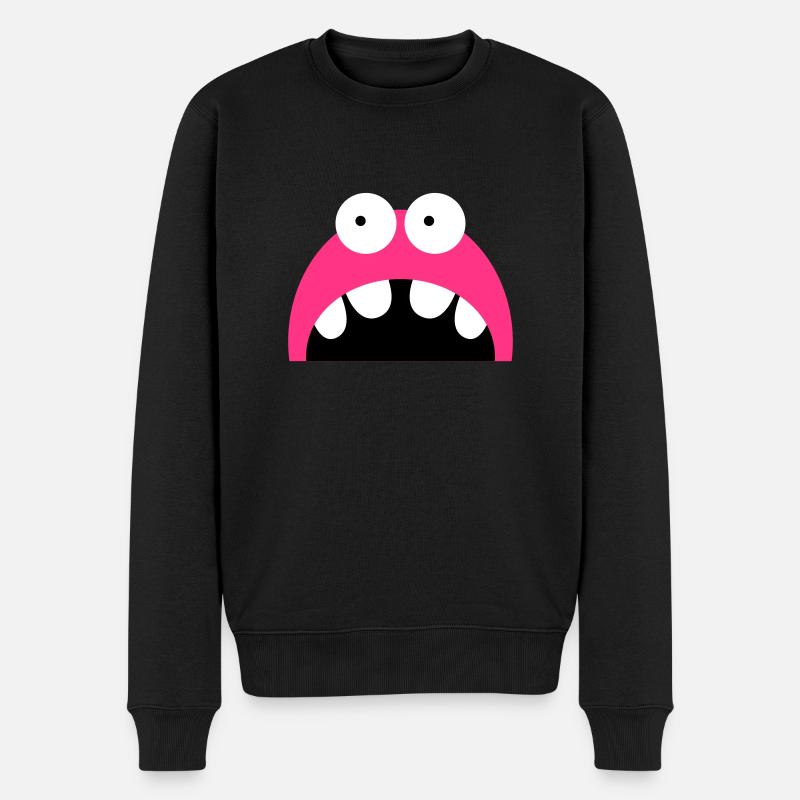 Monster Gesicht - Männer Premium Bio Pullover - Schwarz