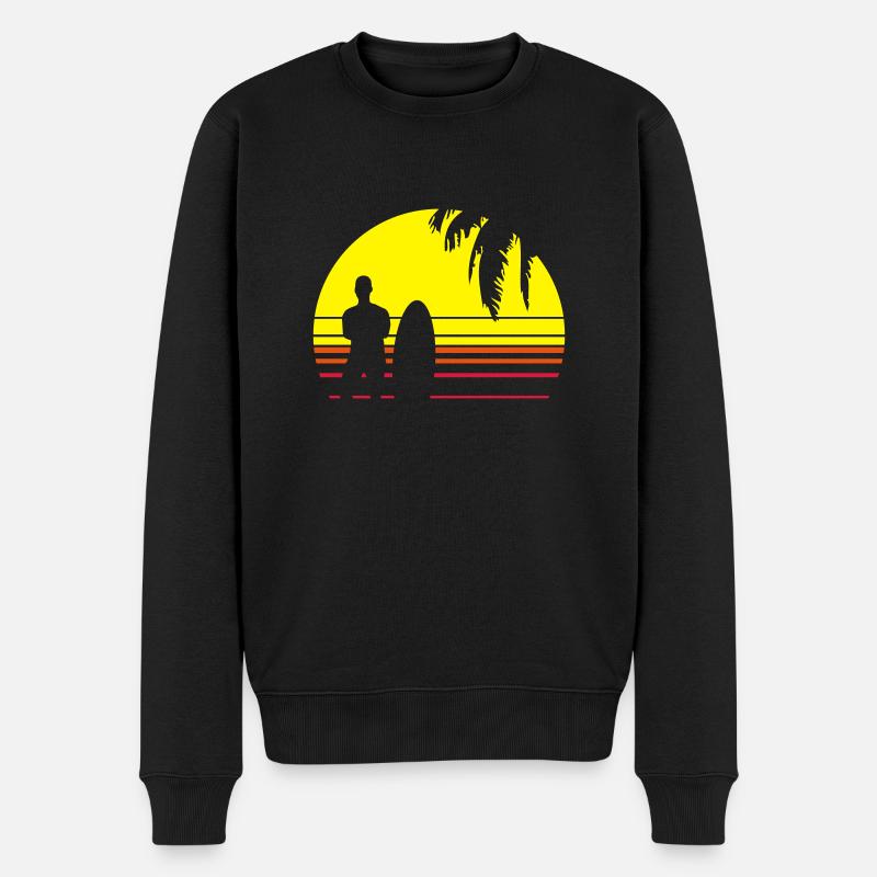 BEACH SURFING BOY PALME - Pull Premium bio Homme - noir