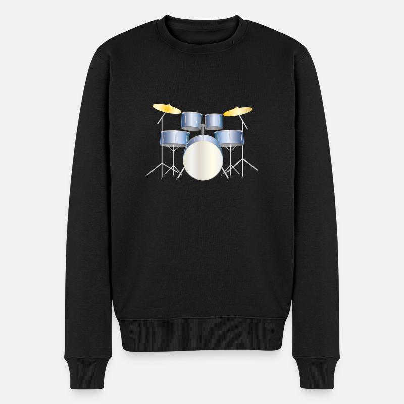 drums blue - Pull Premium bio Homme - noir