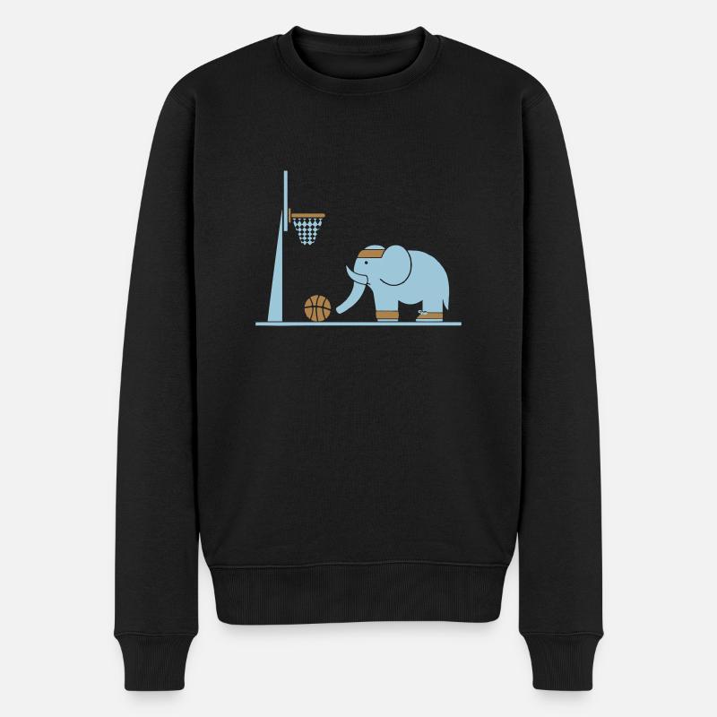 Éléphant joue au basketball - Pull Premium bio Homme - noir