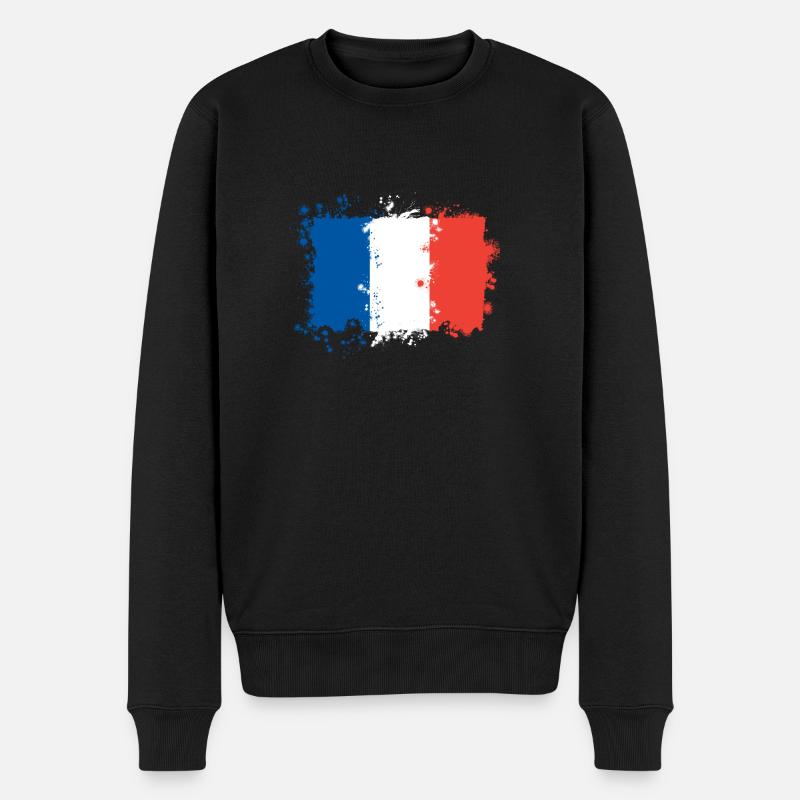 Frankreich flagge - Männer Premium Bio Pullover - Schwarz