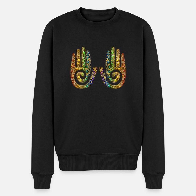 Heilende Spiralen Energie Hände - Ornament - Männer Premium Bio Pullover - Schwarz