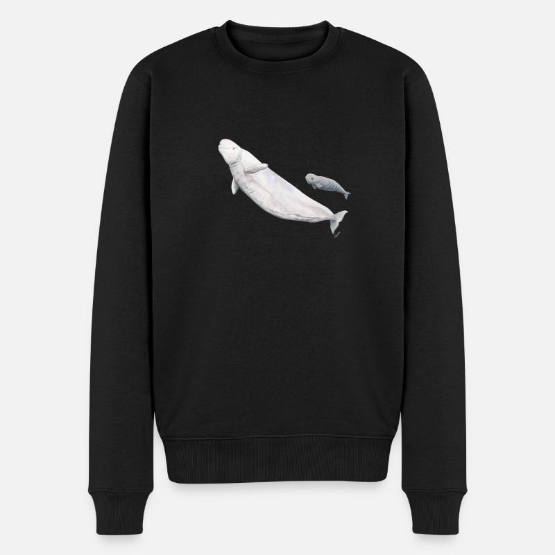 Beluga weiß und ihr Kalb - Beluga und Kalb - Männer Premium Bio Pullover - Schwarz