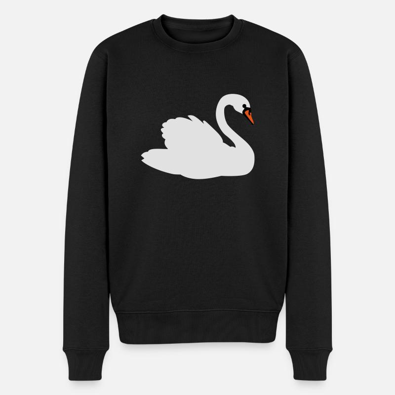 Schwan - Männer Premium Bio Pullover - Schwarz