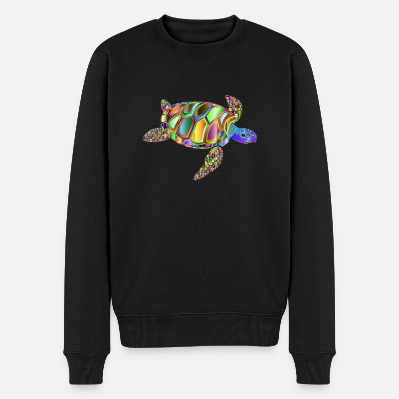 Schildkröte / REGENBOGEN-TURTEL - Männer Premium Bio Pullover - Schwarz