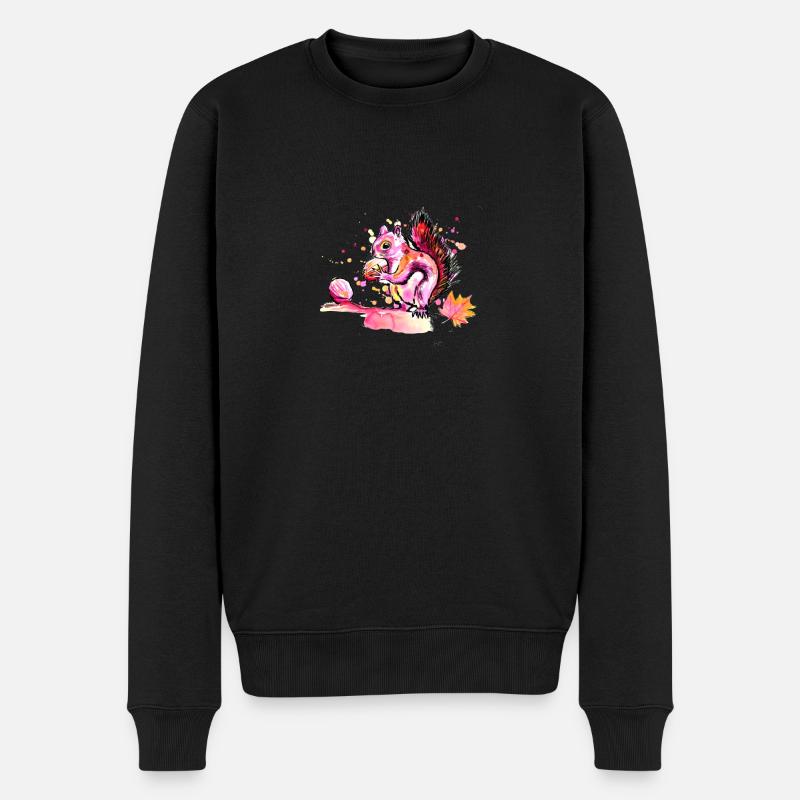 Eichhörnchen beim Futtern - Männer Premium Bio Pullover - Schwarz