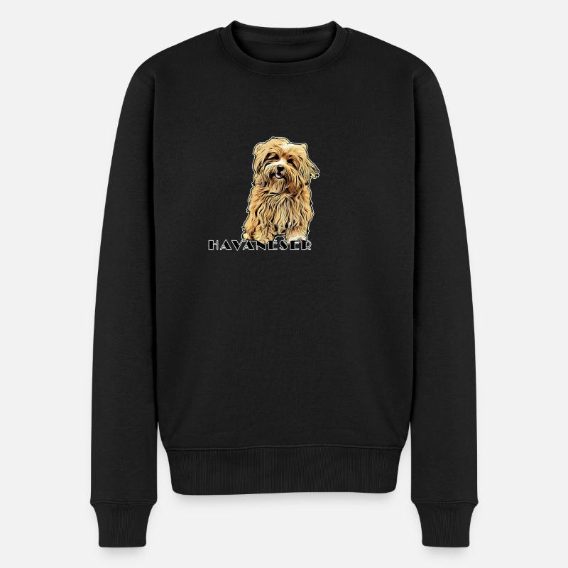 Havaneser Comic Text2 - Männer Premium Bio Pullover - Schwarz