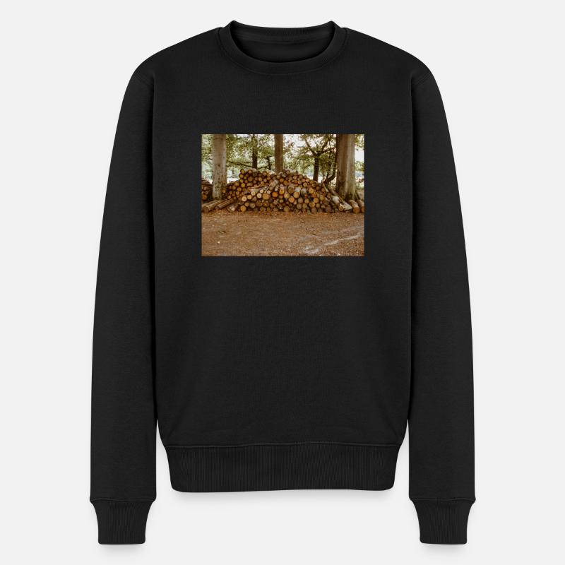 Holz im Wald - Männer Premium Bio Pullover - Schwarz