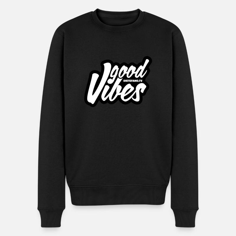 "Good Vibes" with diStefano - Männer Premium Bio Pullover - Schwarz