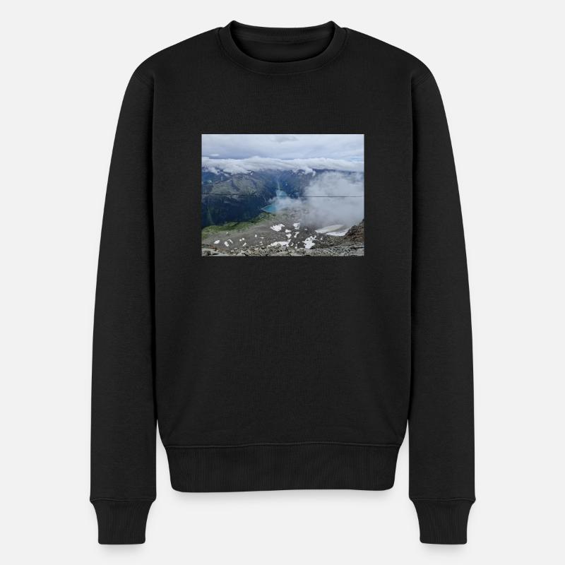 Blick auf den Schlegeis Stausee - Männer Premium Bio Pullover - Schwarz