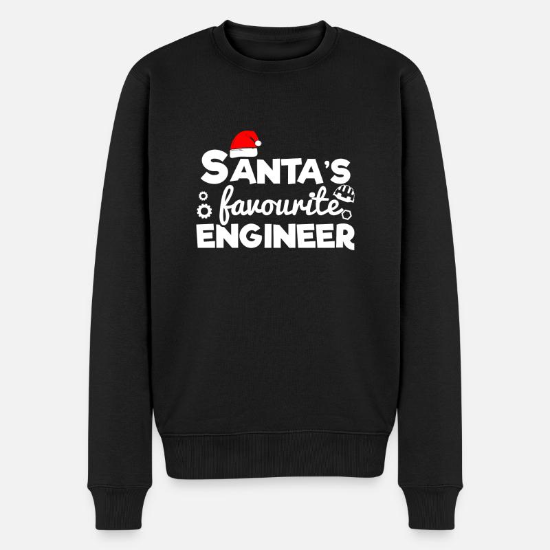 Funny Christmas Santa's favourite engineer - Männer Premium Bio Pullover - Schwarz