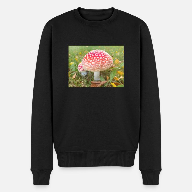 fly agaric also toadstool - Men's Premium Organic Jumper - black
