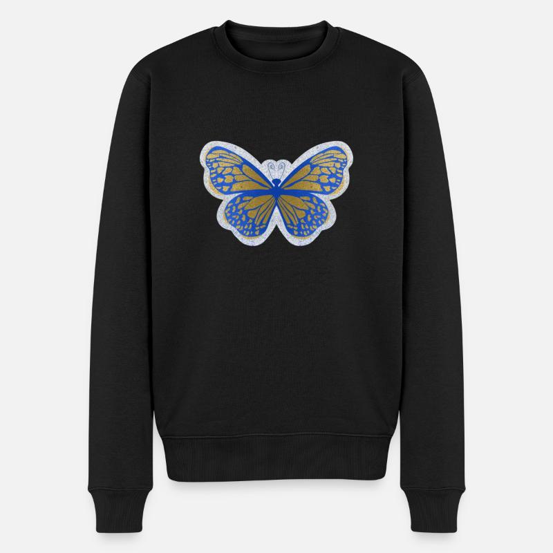 Schmetterling - Männer Premium Bio Pullover - Schwarz