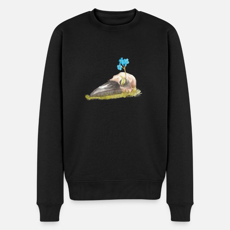 Goth Goblincore Vogel Schädel Aquarell Malerei - Männer Premium Bio Pullover - Schwarz
