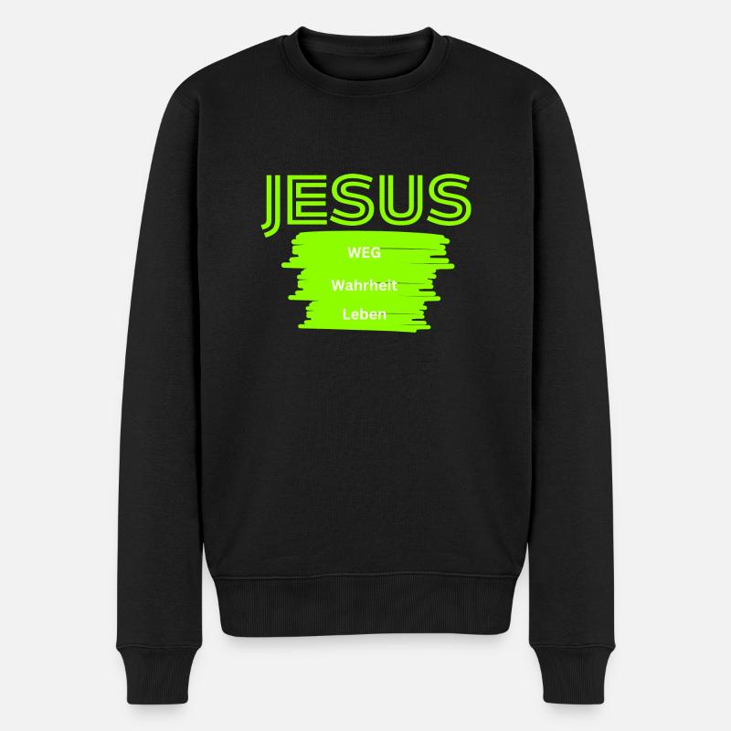 Jesus WWL - Männer Premium Bio Pullover - Schwarz