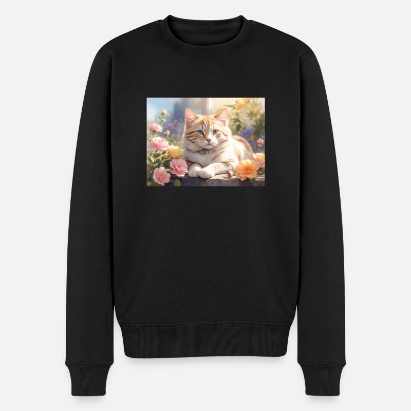 beau chat blanc - Pull Premium bio Homme - noir