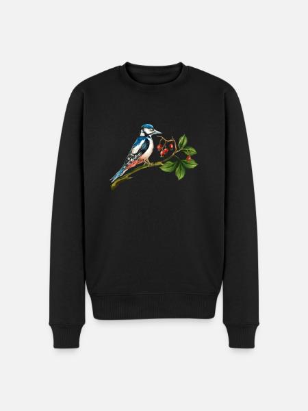Bunter Vogel - Männer Premium Bio Pullover - Schwarz