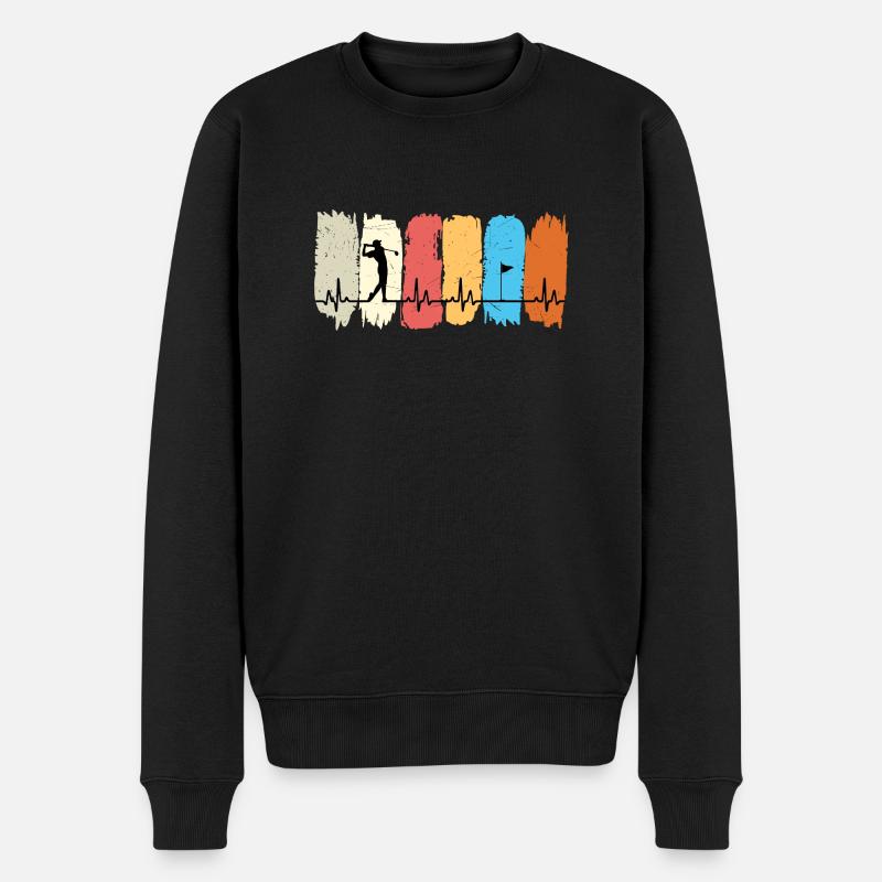 Golf-Herzschlag - Männer Premium Bio Pullover - Schwarz