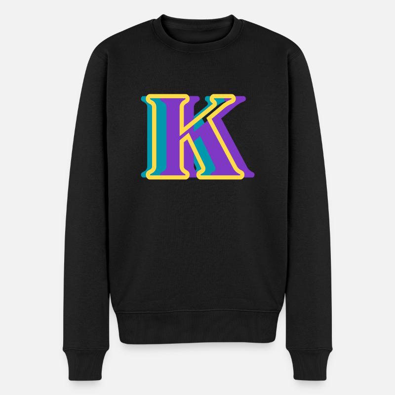Mehrfarbiger Buchstabe k - Männer Premium Bio Pullover - Schwarz