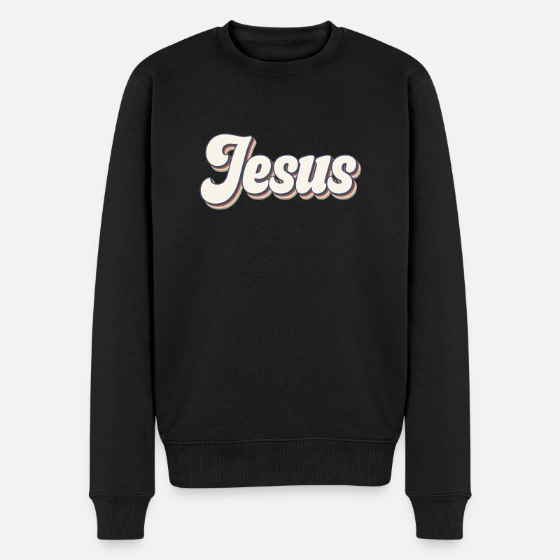 Jesus - Männer Premium Bio Pullover - Schwarz