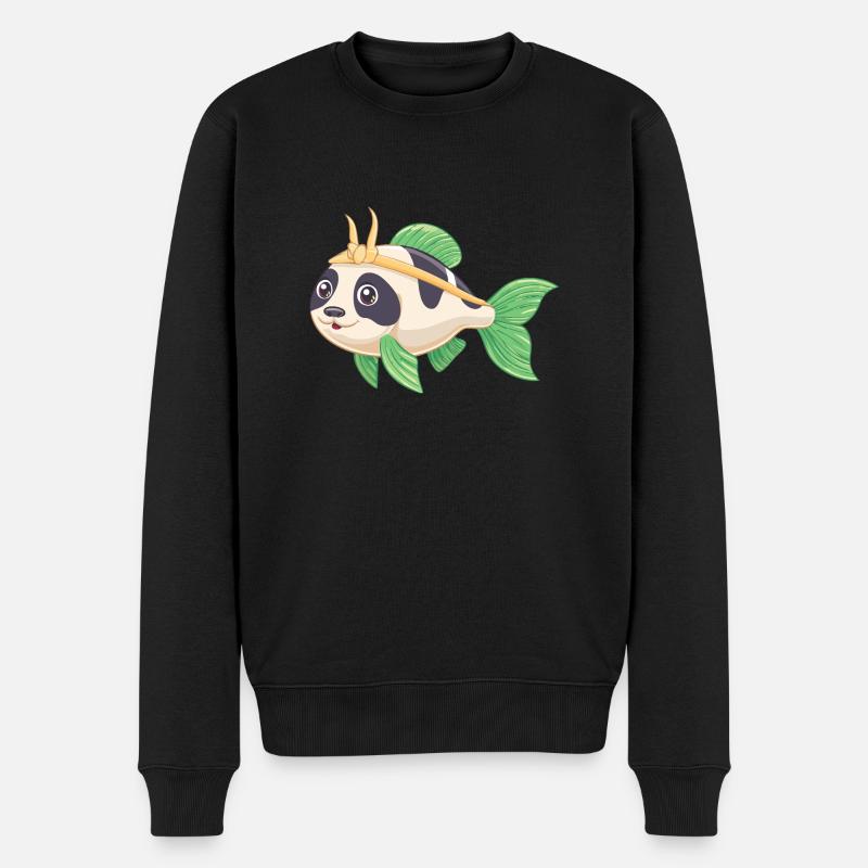 PandaPanzerwels – Süßes Hybrid-Design - Männer Premium Bio Pullover - Schwarz