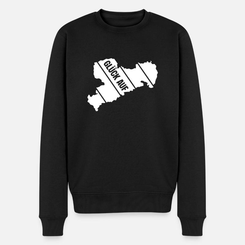 Retro Sachsen Gruss - Männer Premium Bio Pullover - Schwarz