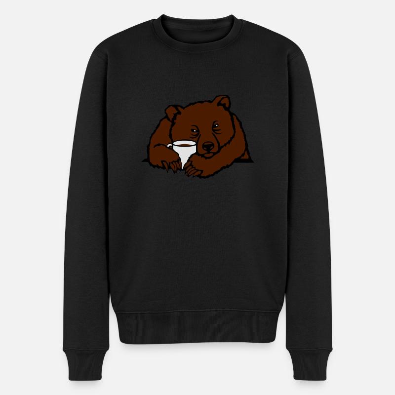 Morgenmuffel Bär - Männer Premium Bio Pullover - Schwarz