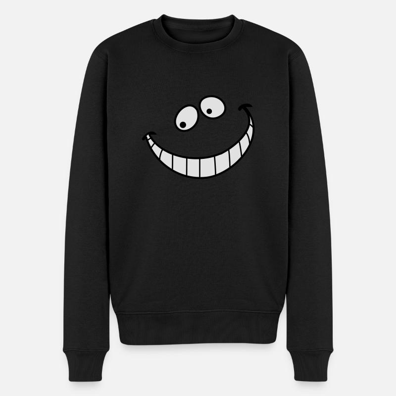Smile - Lächeln - Grinsen - Männer Premium Bio Pullover - Schwarz