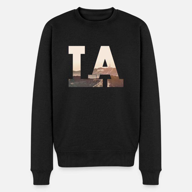 LA - Los Angeles - Männer Premium Bio Pullover - Schwarz