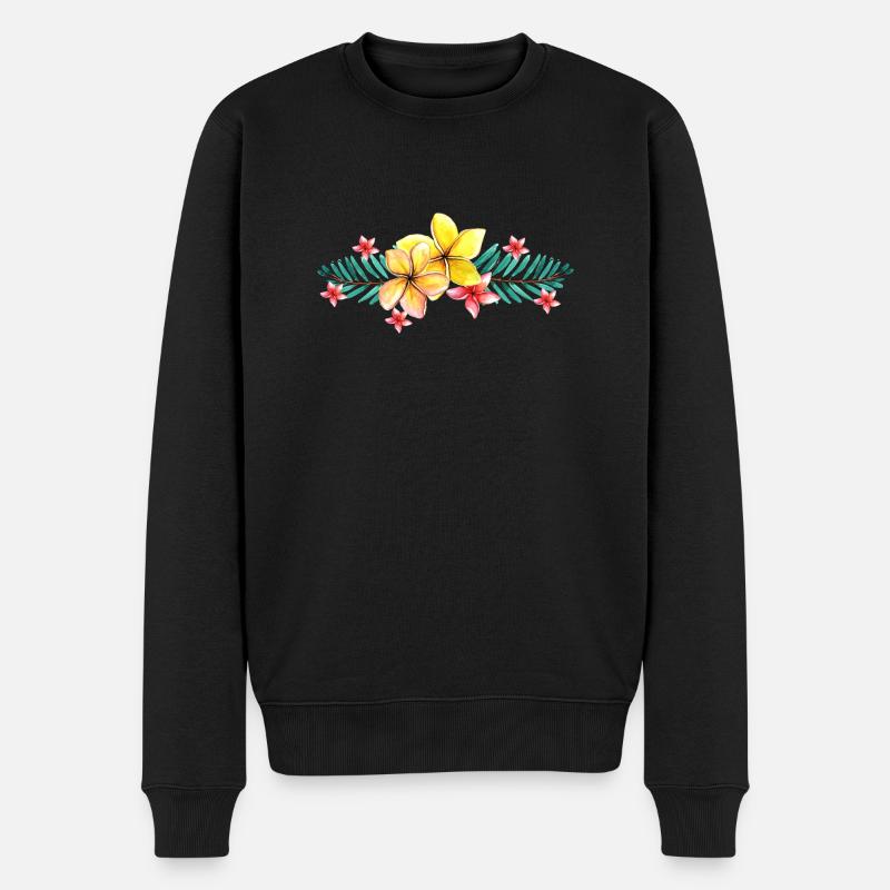 Blume - Männer Premium Bio Pullover - Schwarz