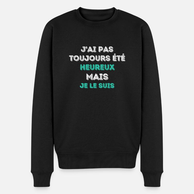 Happy, I am - Sonderausgabe - Männer Premium Bio Pullover - Schwarz