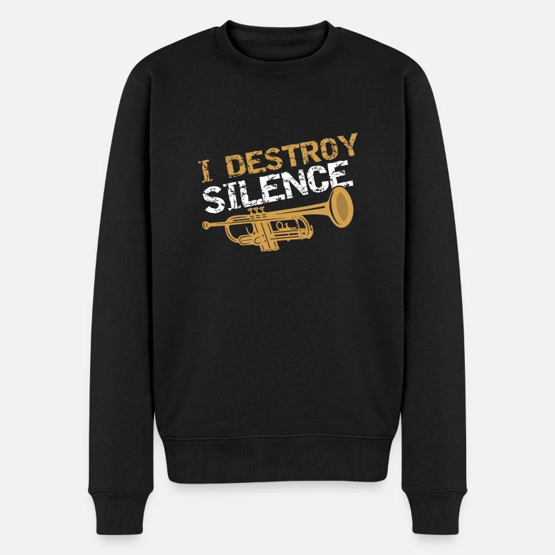 I Destroy Silence Trumpeter Trumpet Player - Männer Premium Bio Pullover - Schwarz