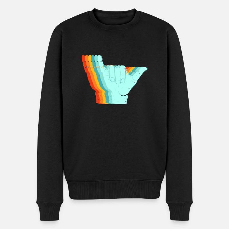 Surf-Retro-Schild - Männer Premium Bio Pullover - Schwarz