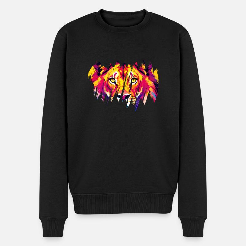 Gekratzter Löwenblick - Männer Premium Bio Pullover - Schwarz