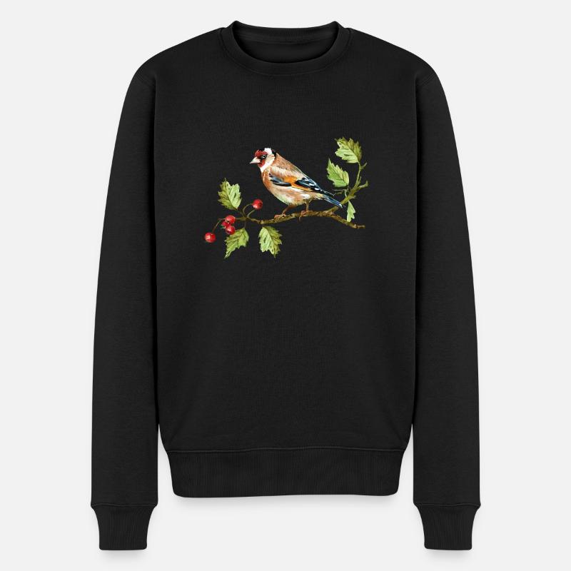 Bunter Vogel - Männer Premium Bio Pullover - Schwarz