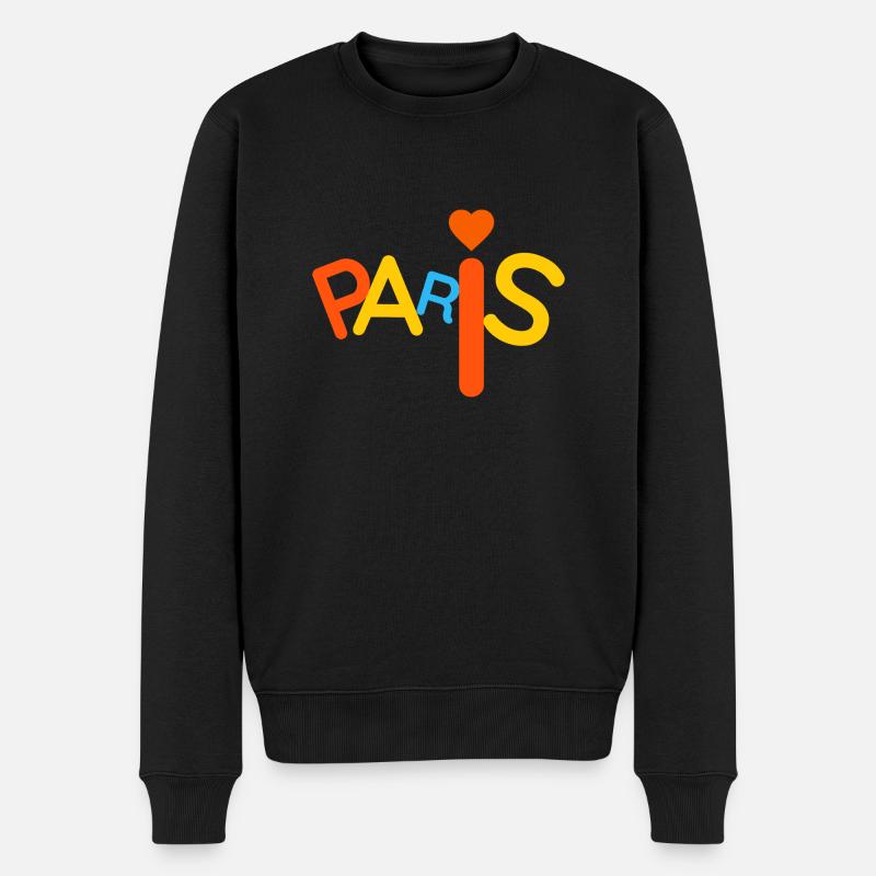 Farbenfrohes Paris - Männer Premium Bio Pullover - Schwarz