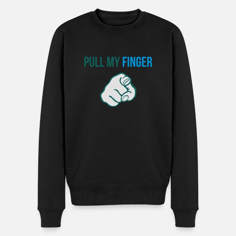 Pull my finger - Männer Premium Bio Pullover - Schwarz