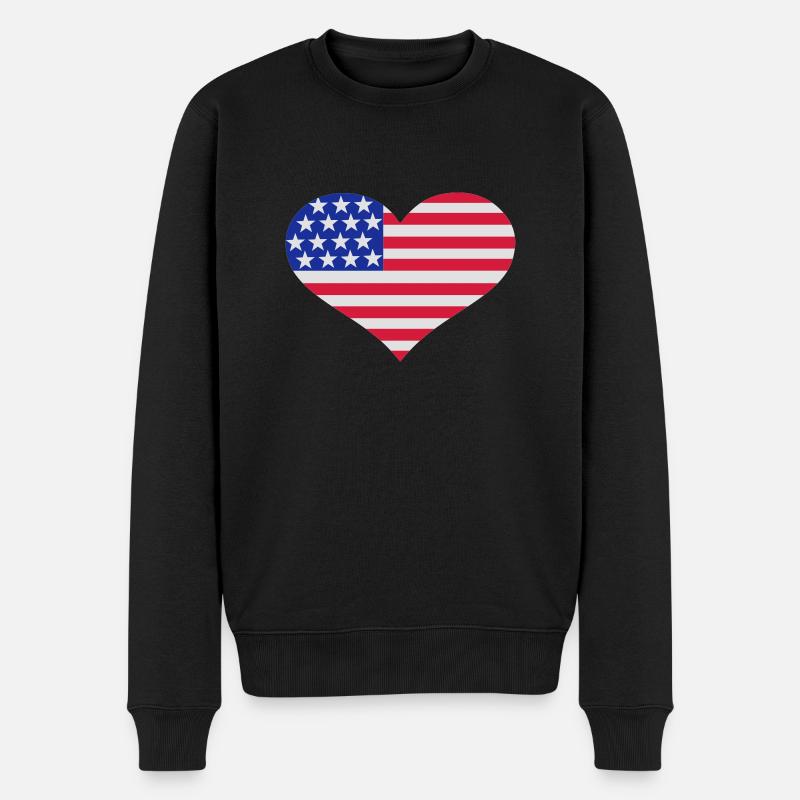 USA - Männer Premium Bio Pullover - Schwarz
