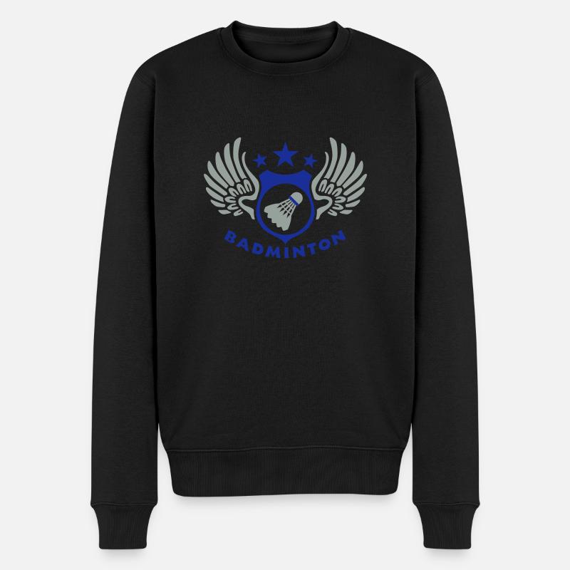 badminton_022011_h_2c - Männer Premium Bio Pullover - Schwarz