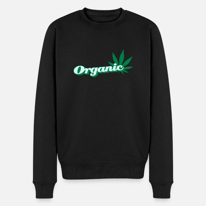 organic Hanfblatt - Männer Premium Bio Pullover - Schwarz