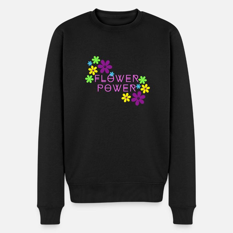 Flower Power rosa - Männer Premium Bio Pullover - Schwarz