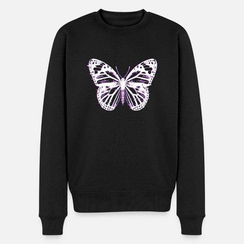 Schmetterling/Butterfly 3D - Männer Premium Bio Pullover - Schwarz