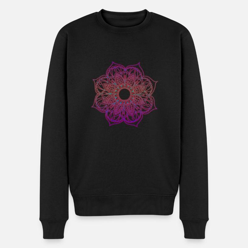 Mandala rot - Männer Premium Bio Pullover - Schwarz