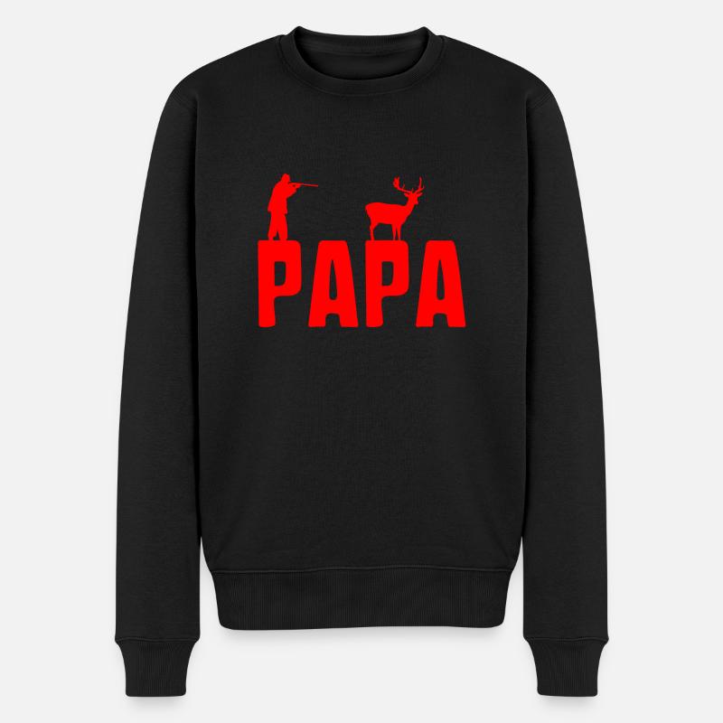PAPA CHASSEUR DE CERFS - Pull Premium bio Homme - noir