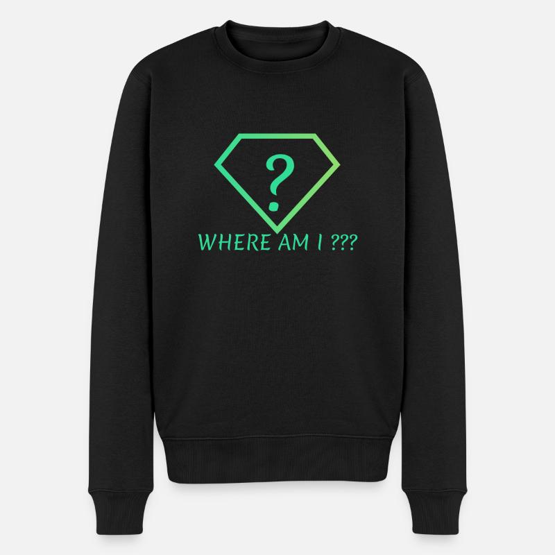 Where AM I - Männer Premium Bio Pullover - Schwarz
